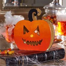 Glitter LED Wood Pumpkin, medium