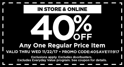 40% Off Any One Regular Price Item