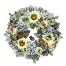 28&rdquo; Extra-Large Blue and Cream Handcrafted Floral Wreath