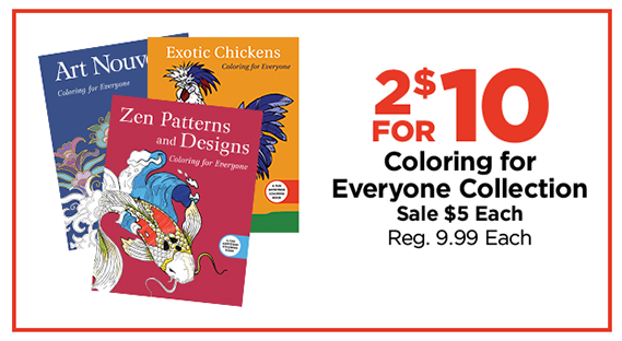 Coloring Books for Everyone 2 for $10